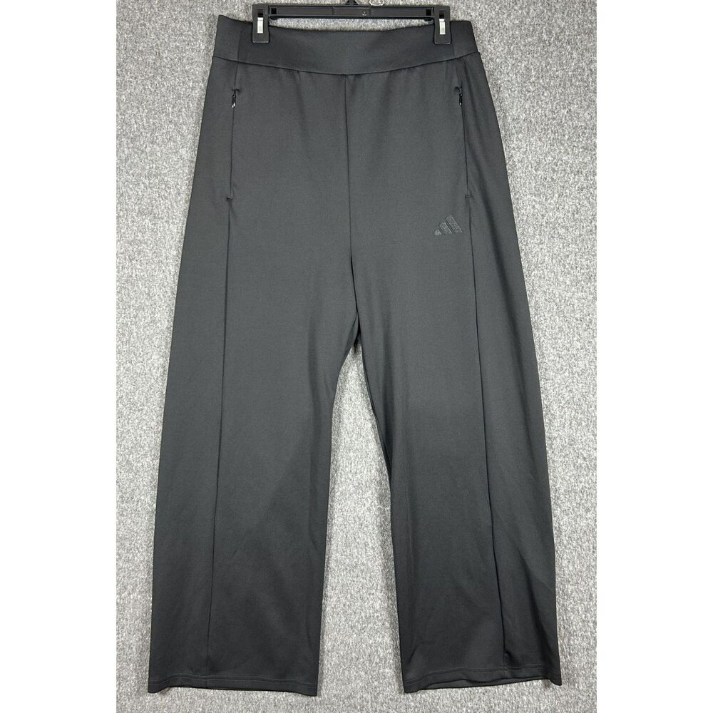 adidas Women’s Wide-Leg Black Athleisure Lounge Pants – Size US Large